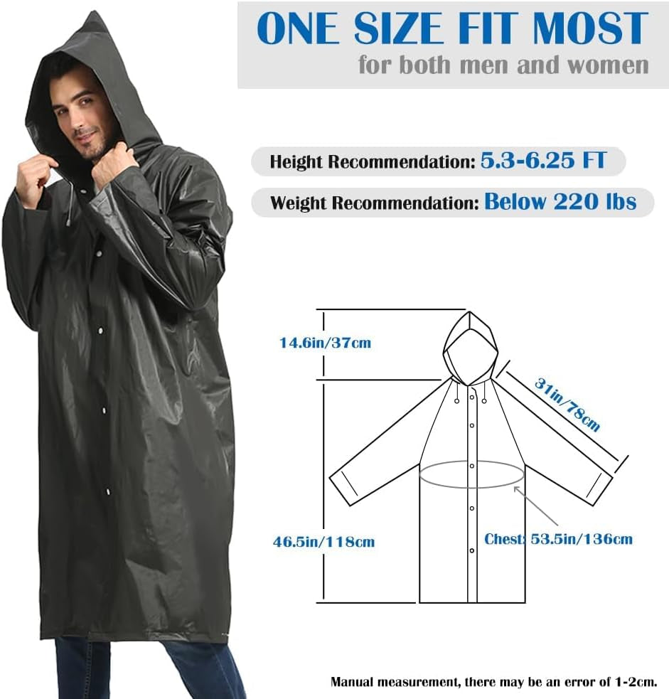 Woman wearing lightweight EVA rain poncho in wet conditions