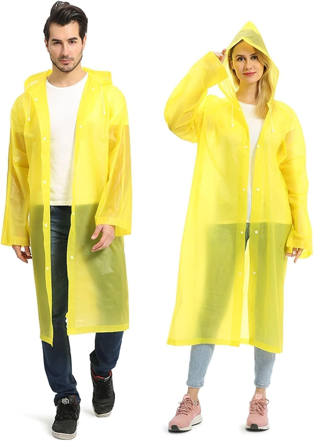 Opret 2 Pack Raincoats for Adults Reusable, EVA Rain Ponchos Lightweight Rain Coat Waterproof Rain Gear for Men and Women