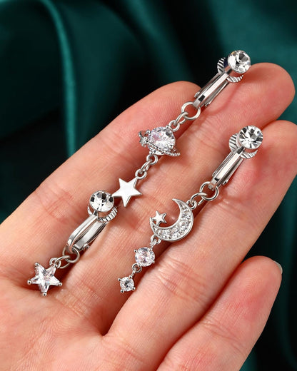 COCHARM 3PCS Fake Belly Button Rings Clip on Belly Navel Rings for Women Men Stainless Steel Belly Button Piercing Silver/Gold