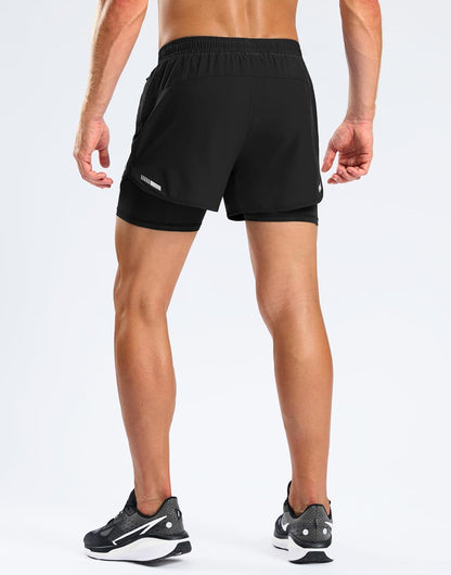 Dual zipper phone pockets on mens athletic shorts
