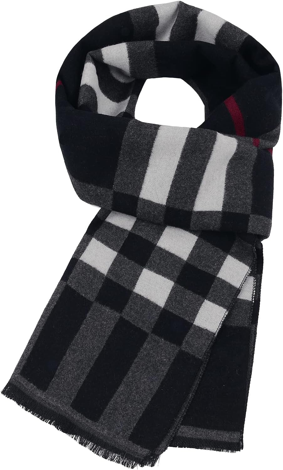 American Trends Mens Winter Warm Long Soft Scarf Plaid Tassel Scarf for Men Soft Classic Scarves