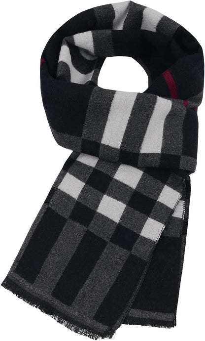 American Trends Mens Winter Warm Long Soft Scarf Plaid Tassel Scarf for Men Soft Classic Scarves