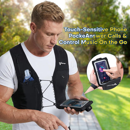 Running vest hydration system with 500ml BPA-free soft flask and bite valve