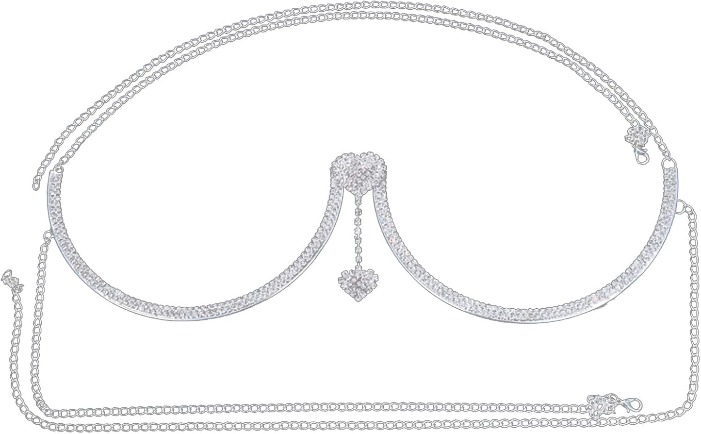 Rhinestone Chest Bracket Chain Trendy Crystal Heart Pendant Bra Chain Sexy Bikini Body Chain Jewelry for Women