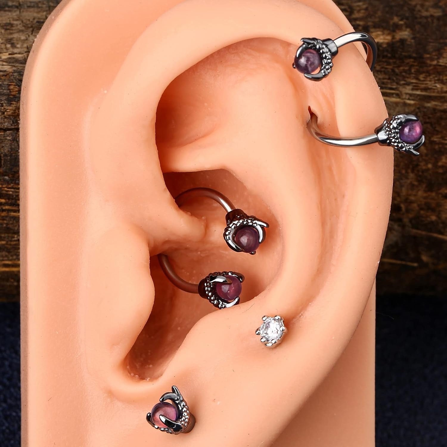 OUFER 3PCS Cartilage Earrings, 316L Surgical Steel Mixed Earrings with Dragon Claw Twist Helix Earring Ear Body Piercing Jewelry Tragus Earring