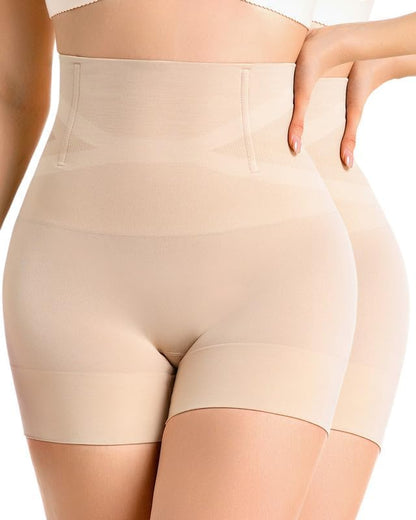 Close-up of seamless waistband on high waisted tummy control shorts