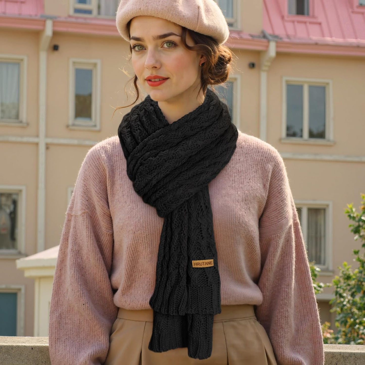 Winter Scarf for Women, Chunky Ribbed Knit Soft Long Wrap Cold Weather Stocking Stuffers Thick Warm Large Scarves