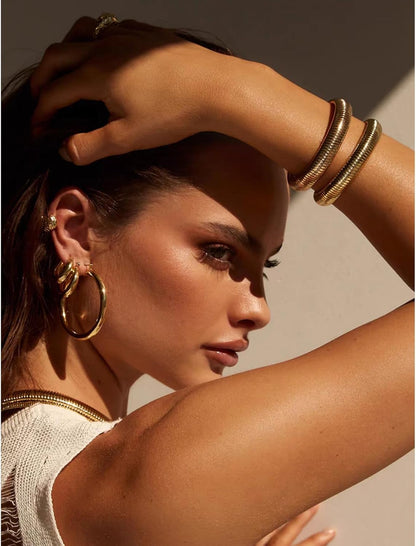 18K gold plated bangle bracelet detail showing quality finish