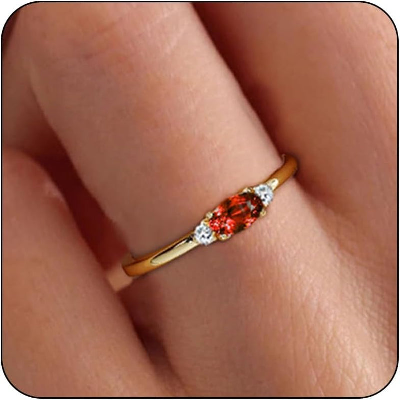 14K Gold Plated Birthstone Rings for Women Dainty Cute Stackable Rings Non Tarnish Thumb CZ Emerald Green Gemstone Ring Jewelry Birthday Christmas Gift for Mother Daughter Band Size 6-11