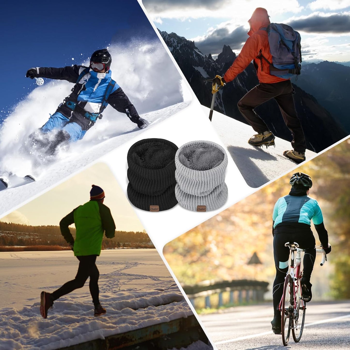 Neck Gaiters for Men Winter Warm Neck Warmer Thick Knit Windproof Gaiter Scarf Cold Weather Scarves