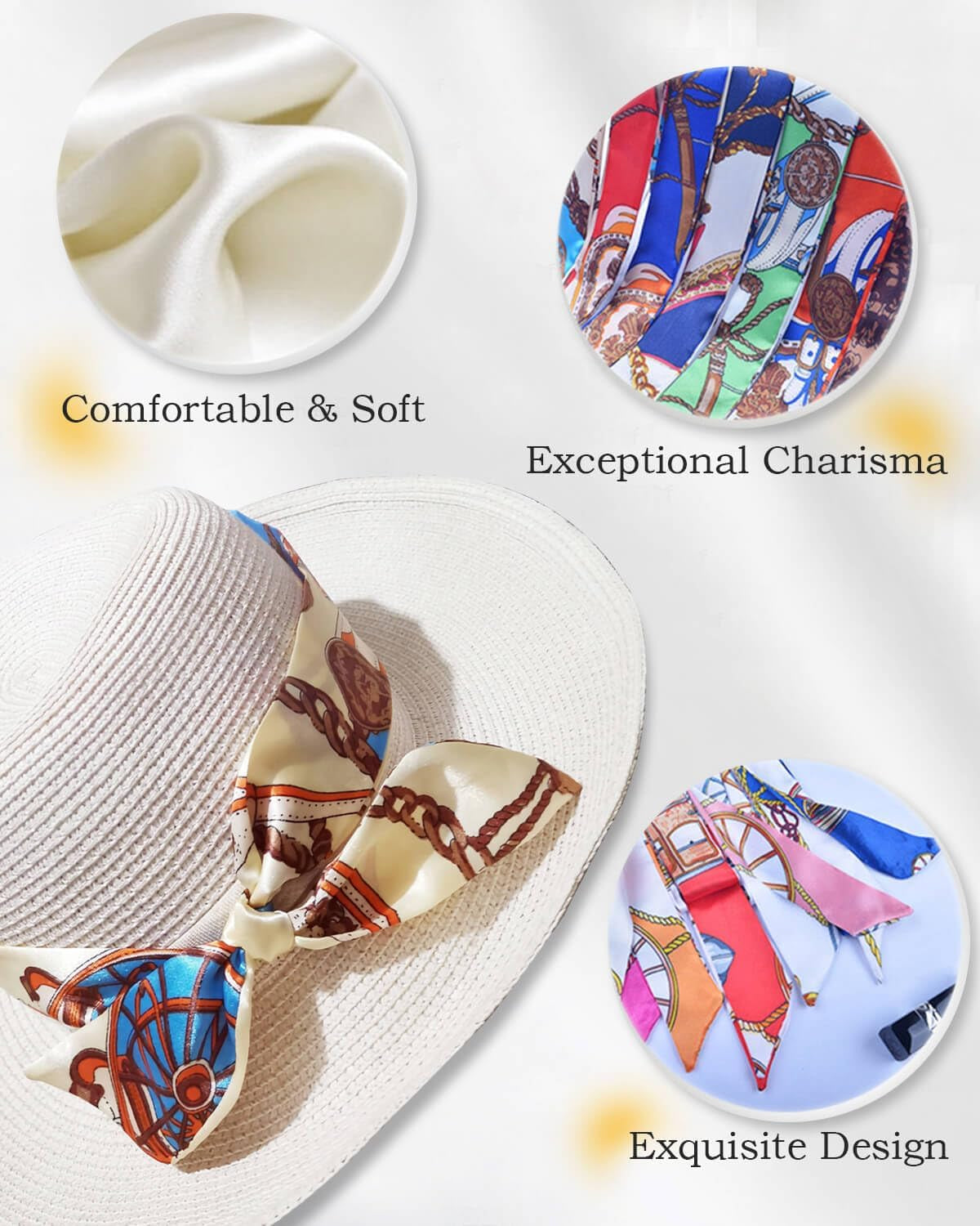 6 Pack Scarf Bags for Women - Narrow Scarf Hair & Neck Scarves - Fashion Gifts