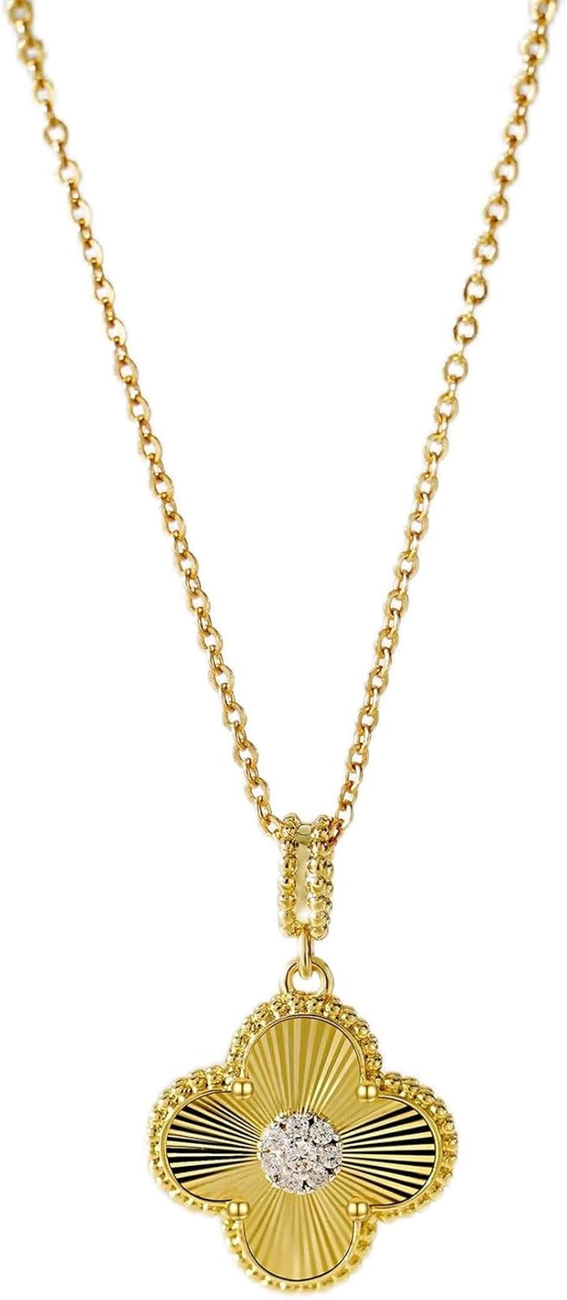 Shinybox Gold Necklace for Women Non Tarnish 14K Gold Filled Necklace Dainty Pendant with Cubic Zirconia Adjustable Chain Choker Lucky Charm Jewelry Gift