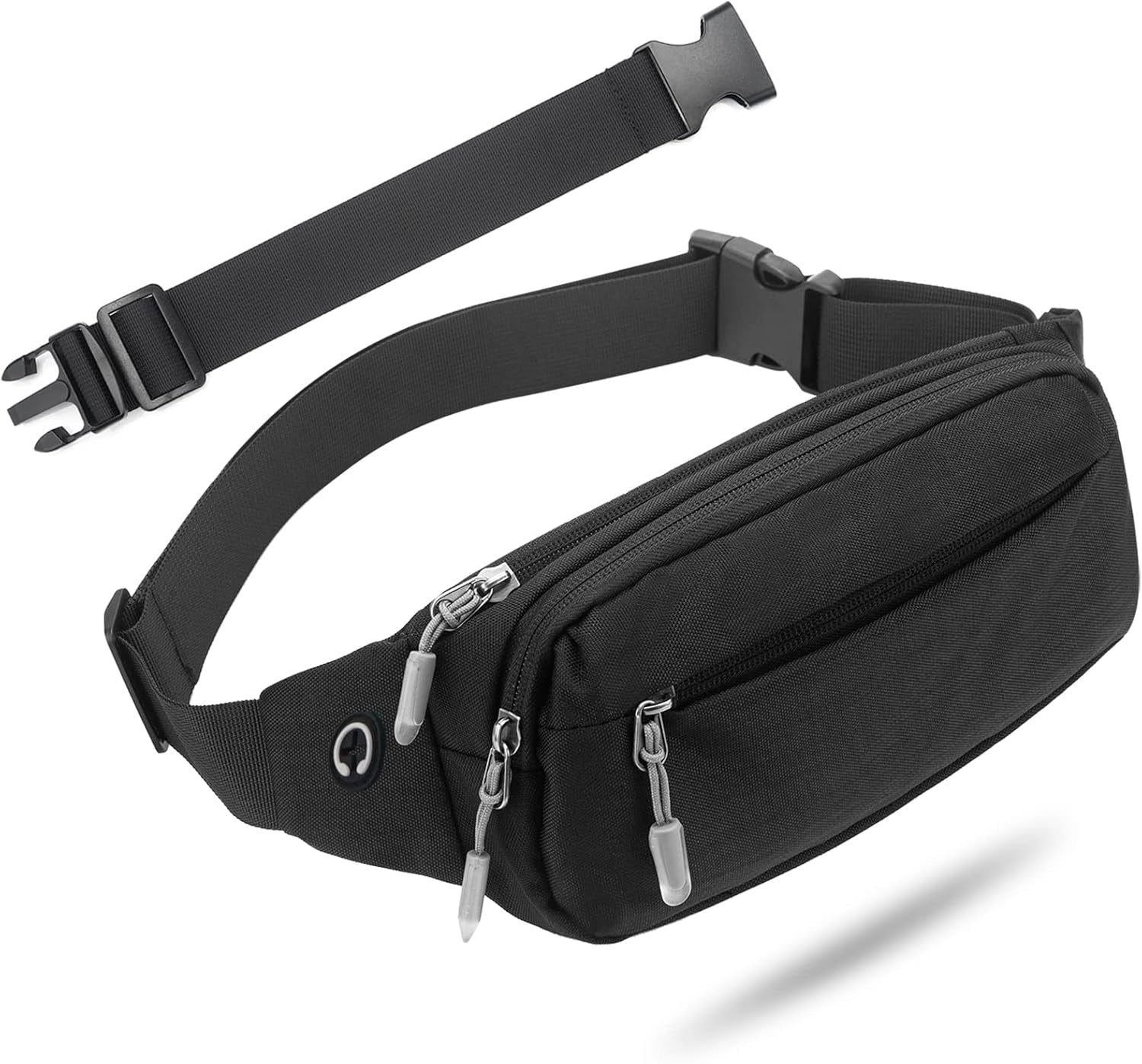 USHAKE Fanny Pack Waist Packs with Extender for Men Women, Waist Pouch Bag Hip Pack with 3-Zipper Pockets Adjustable Straps for Casual Travel Hiking Running Outdoor Sports