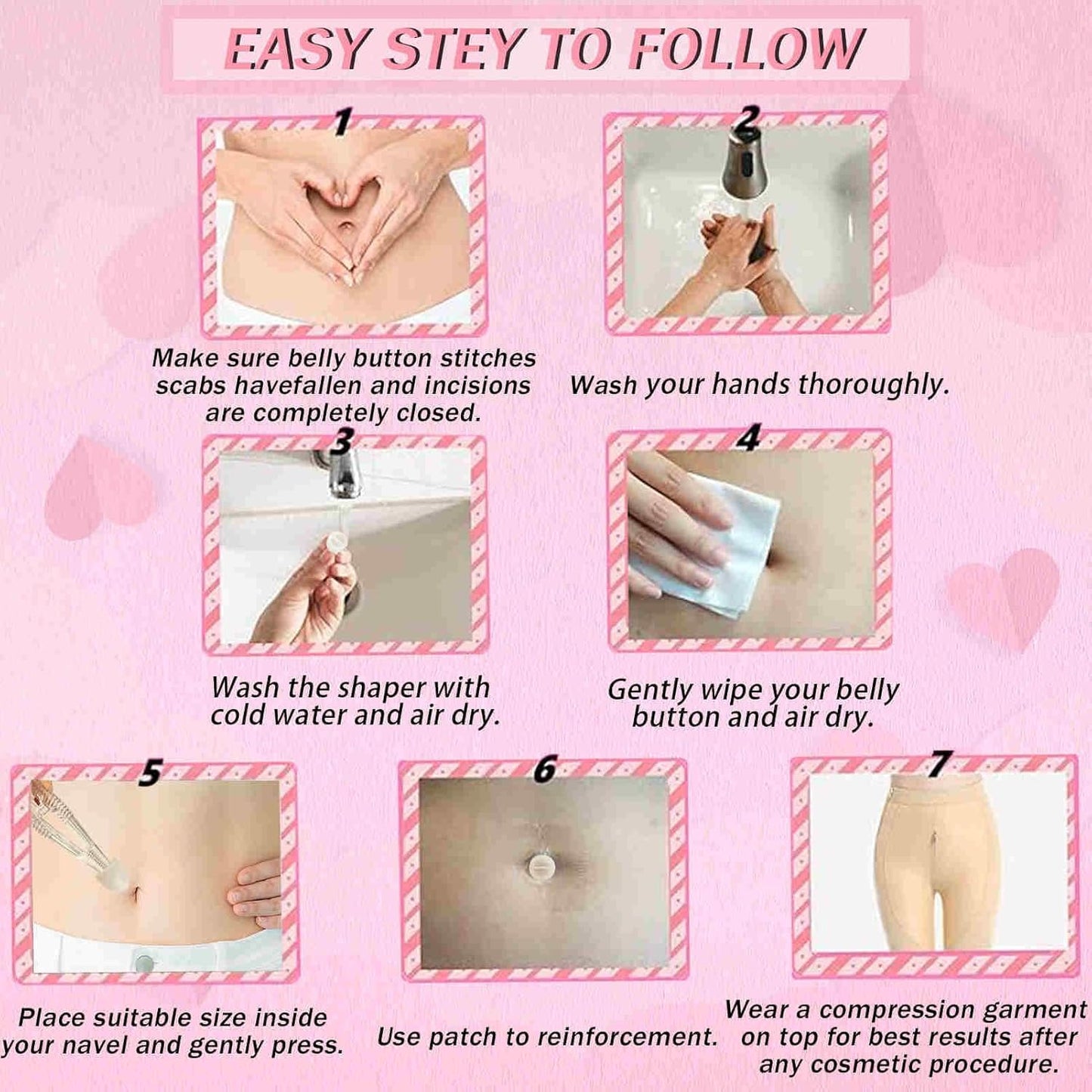 Post liposuction recovery belly button plug set package contents