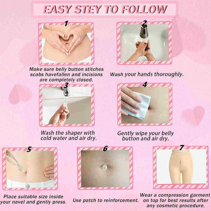 Post liposuction recovery belly button plug set package contents