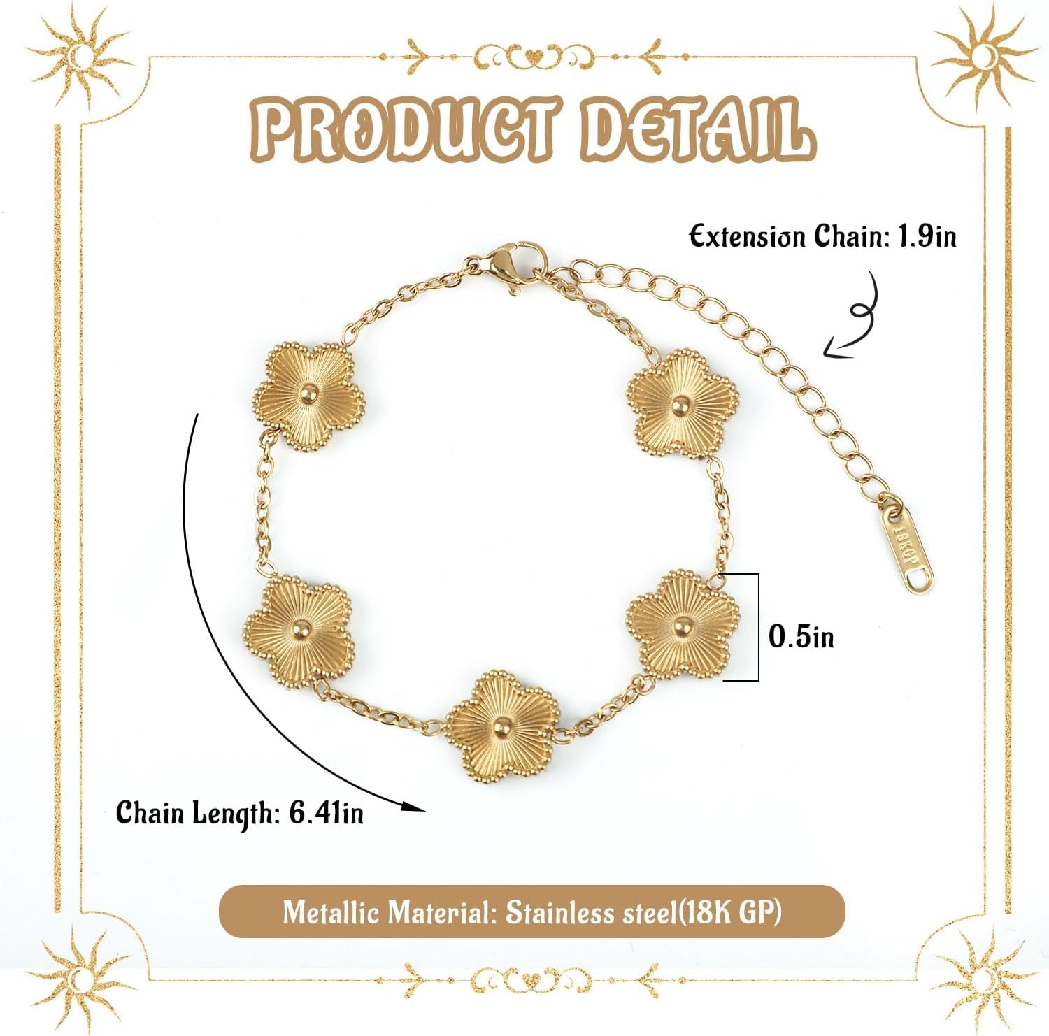 18K Gold Plated Clover Bracelet, Lucky Clover Bracelet Bangle Set for Women