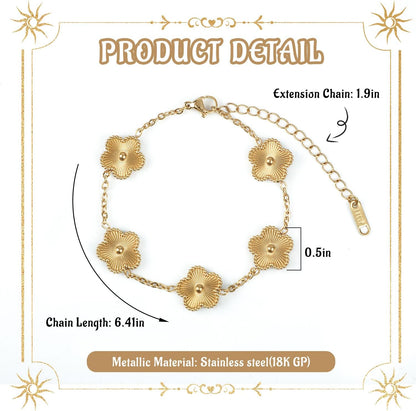 18K Gold Plated Clover Bracelet, Lucky Clover Bracelet Bangle Set for Women