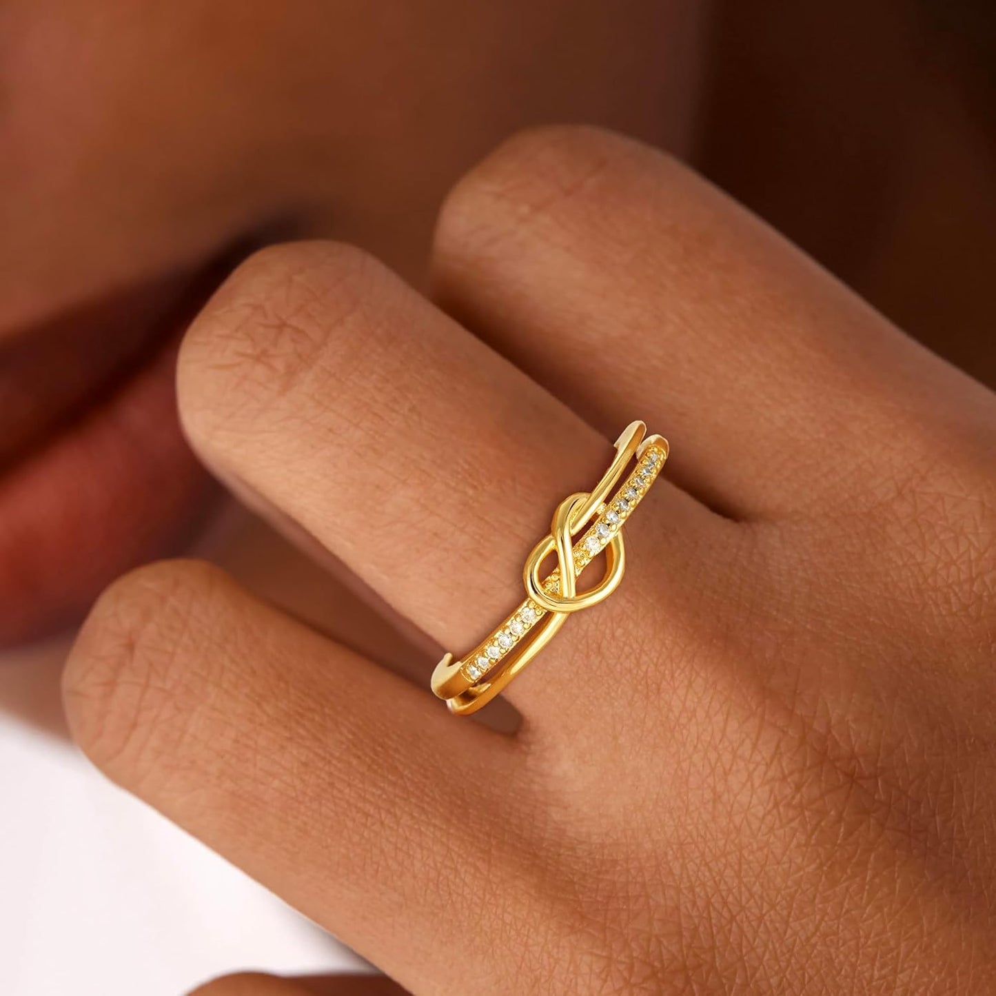 Stackable gold rings for women featuring non-tarnish 18K gold plating