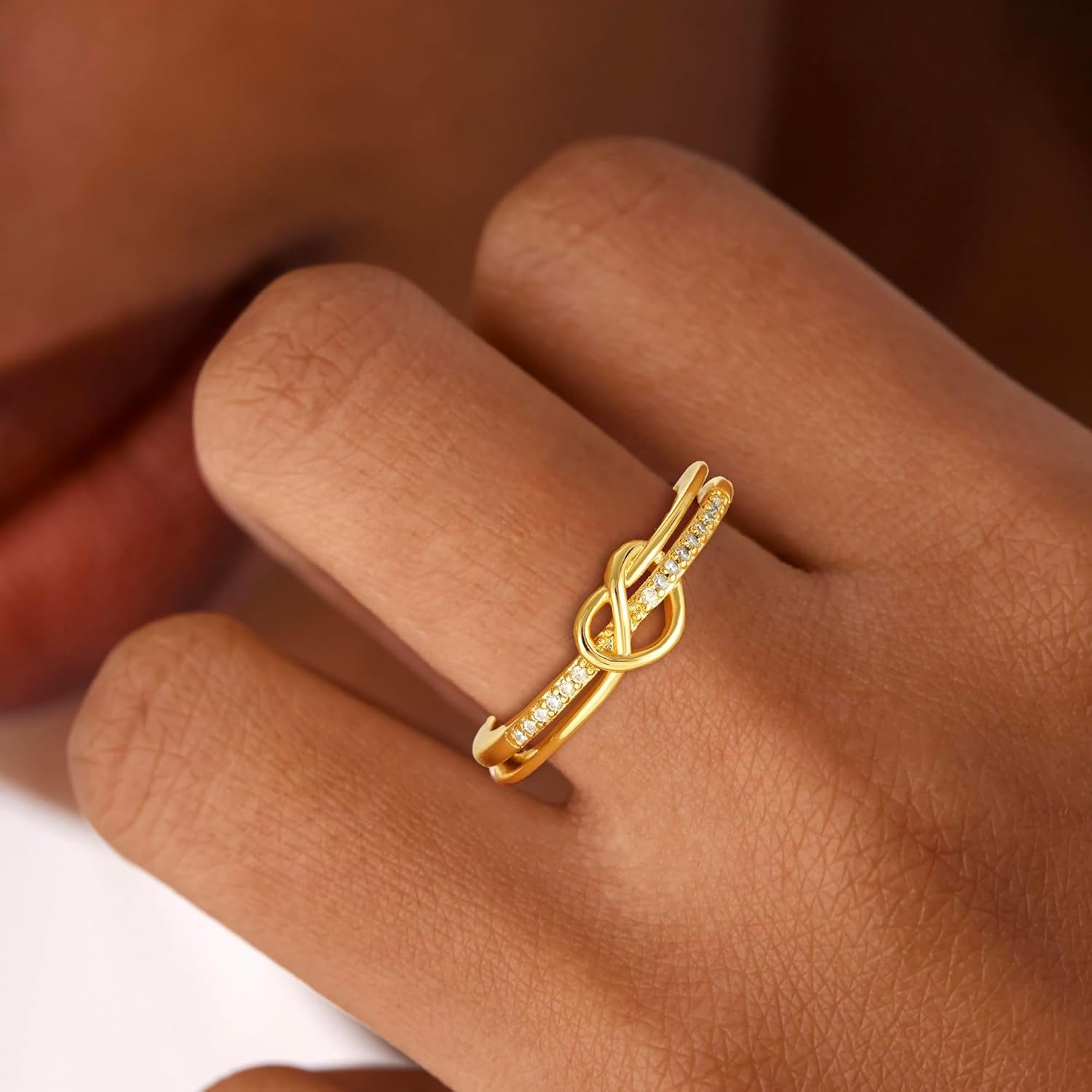 Stackable gold rings for women featuring non-tarnish 18K gold plating