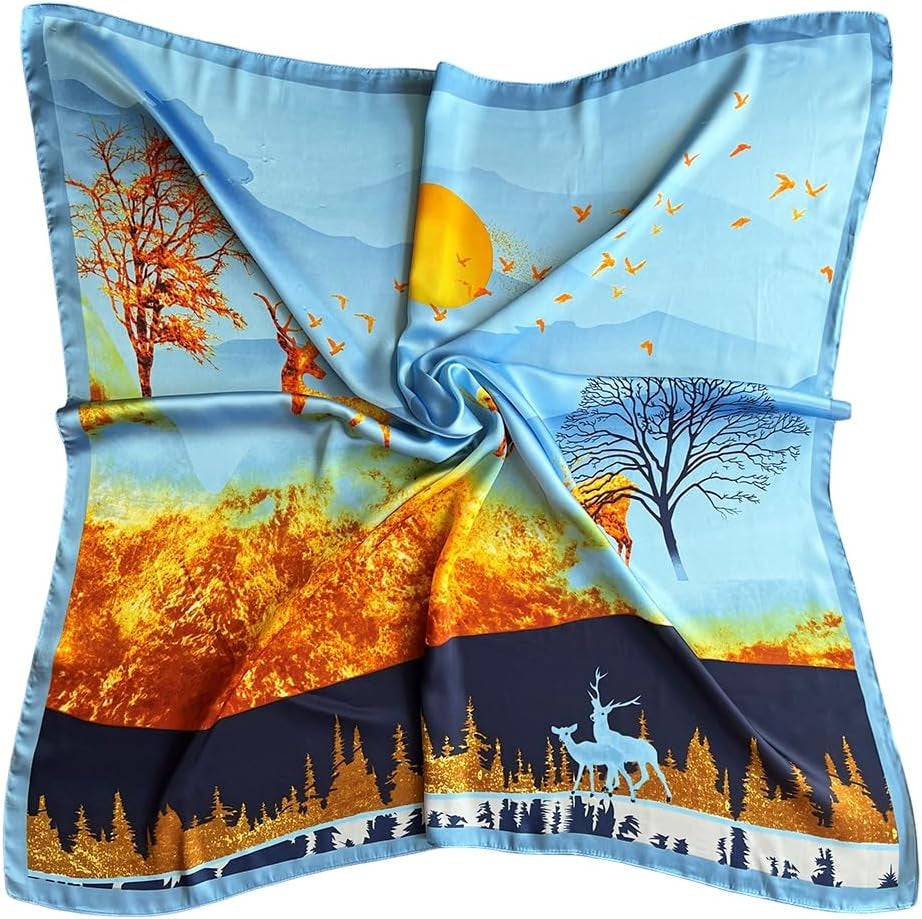 Julunar Silk like Head Scarf for Women - Satin Large Hair Scarves - 35" Square Silk Hair Wrap for Sleeping with Gift Packed