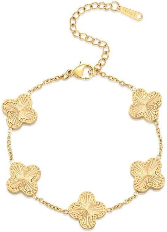 18K Gold-Plated Women'S Gold Lucky Four-Leaf Clover Bracelet Exquisite Fashion Jewelry Jewelry Gift Women'S Gift