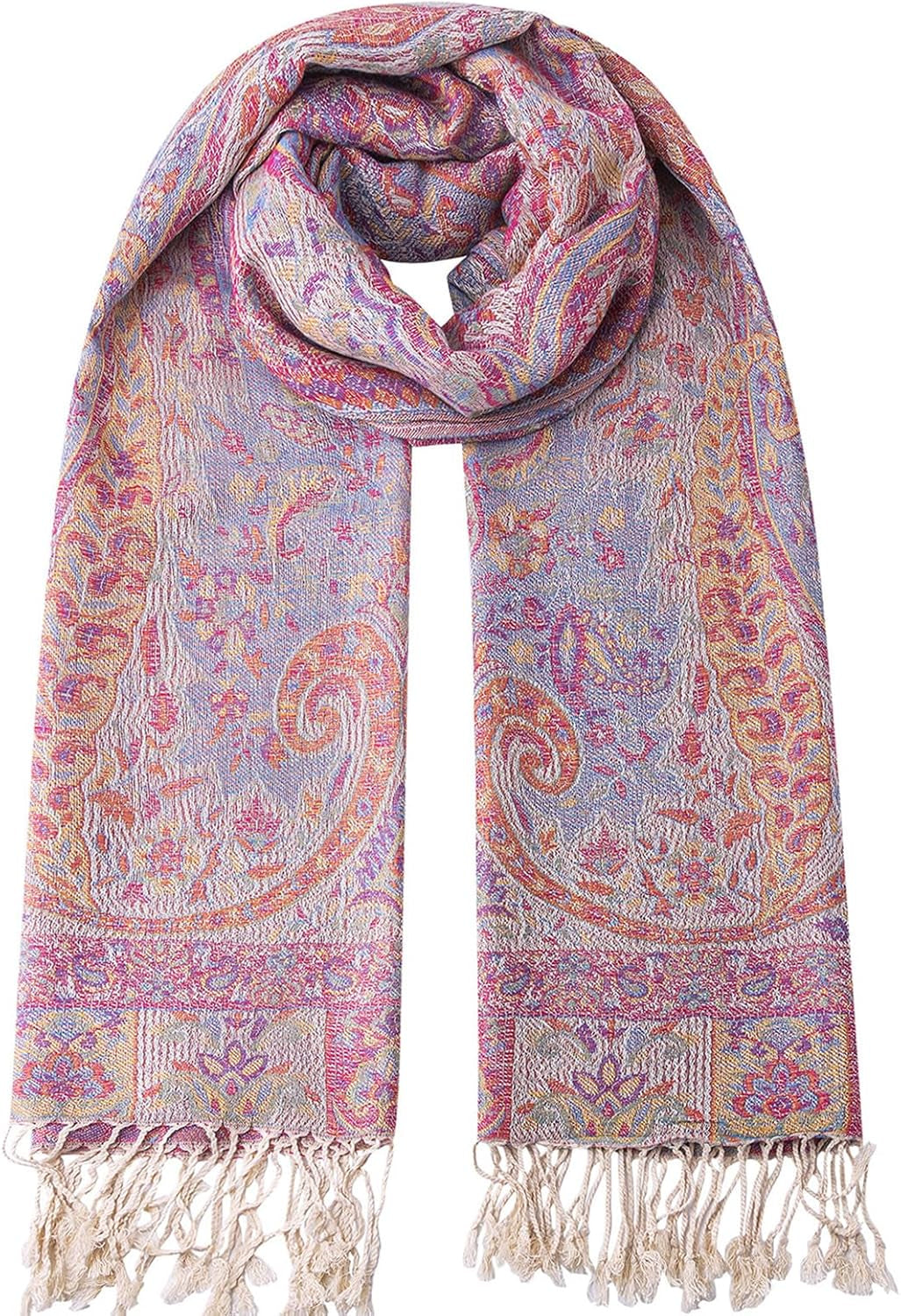 Umjetnost Womens Soft Silky Pashmina Rave Scarf Paisley Pattern Pashmina Shawl Wrap with Fringes