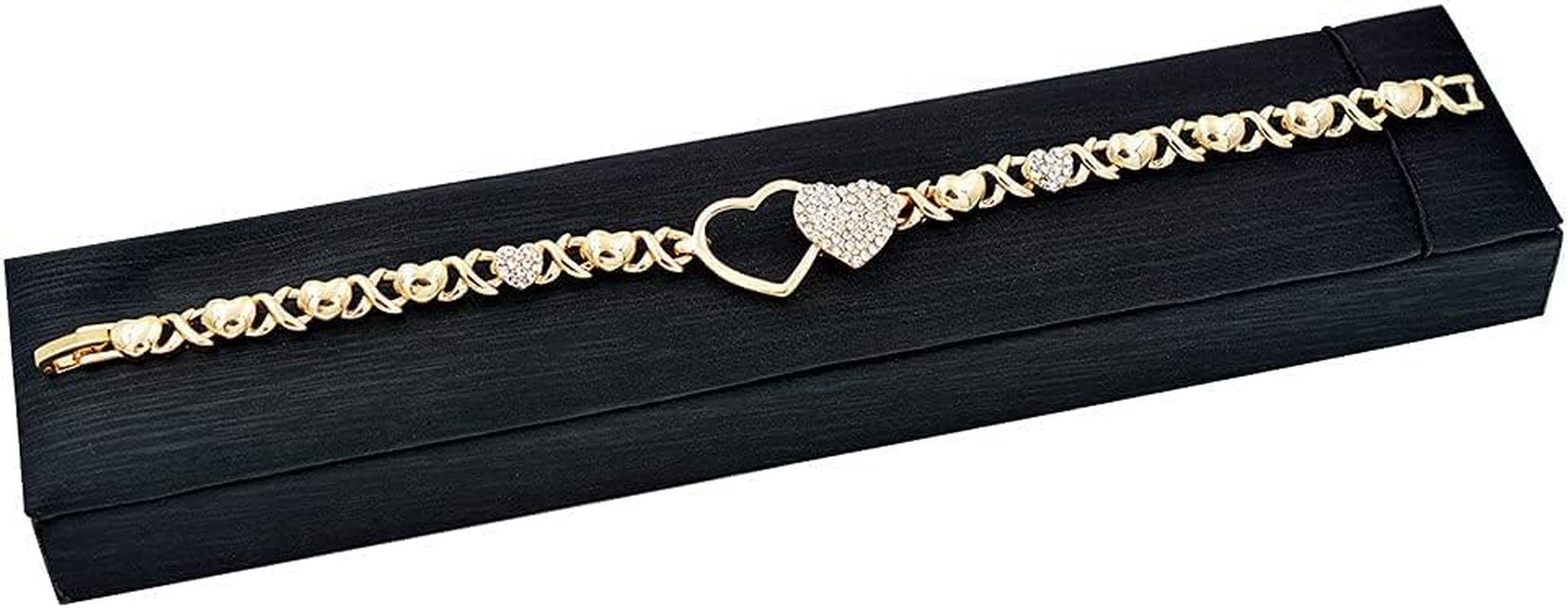 Giffor 4PCS 18K Gold Filled XOXO Jewelry Sets for Women Necklace Wedding Jewelry Birthday Gifts for Women Jewelry Earrings with Bracelet and Rings Halloween Party