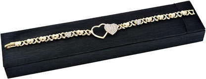 Giffor 4PCS 18K Gold Filled XOXO Jewelry Sets for Women Necklace Wedding Jewelry Birthday Gifts for Women Jewelry Earrings with Bracelet and Rings Halloween Party