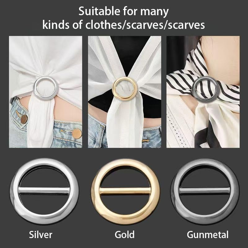 3PCS Circle Scarf Set, Multi-Way Loop Infinity Scarfs with Accessory Clips, Soft Stretchy Fashion Headband for Women, Versatile Neck Wrap Shawl (Black&Gray&Silver)