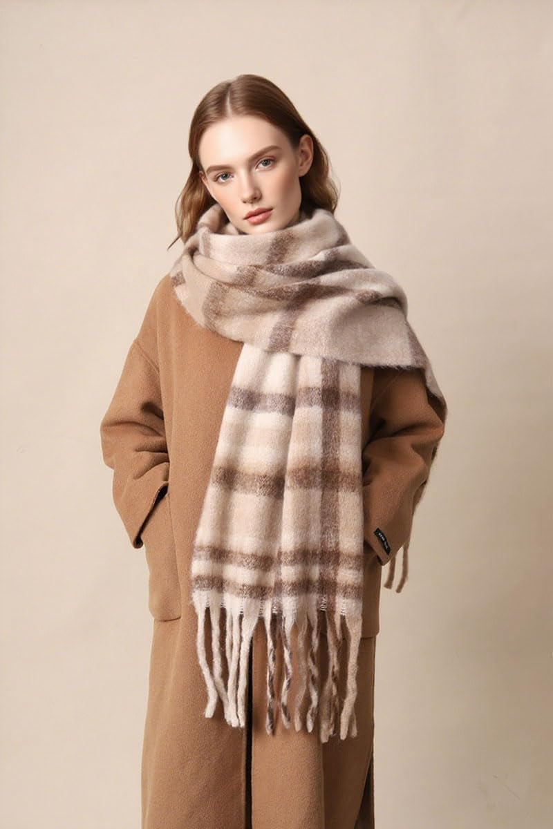 Women'S Winter Scarfs, Mohair Vintage Scarf for Women and Men, Large Chunky Scarf Cashmere Feel Blanket Wrap