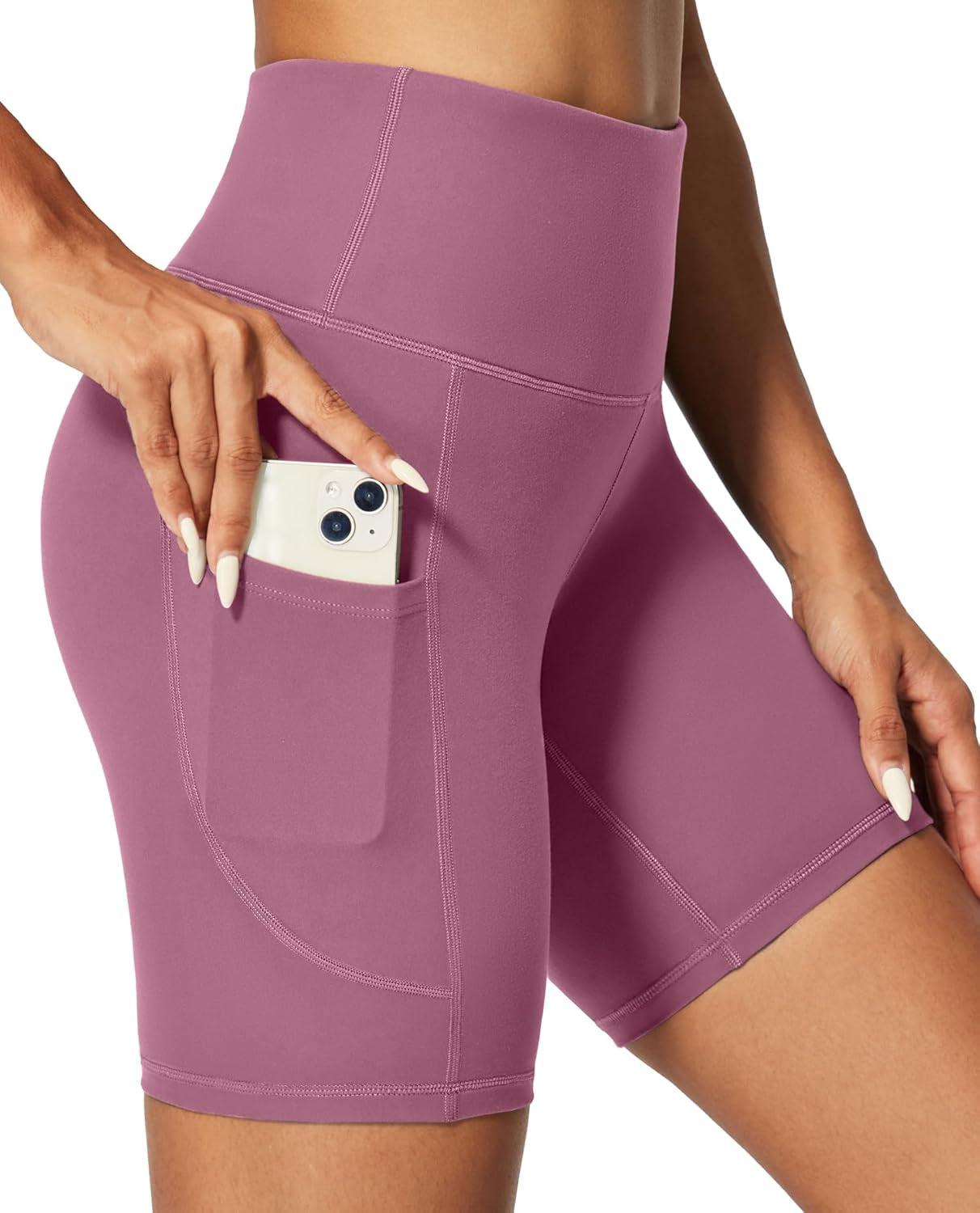 IUGA Biker Shorts Women 6" Tummy Control Workout Shorts Women with Pockets High Waisted Yoga Running Gym Spandex Compression