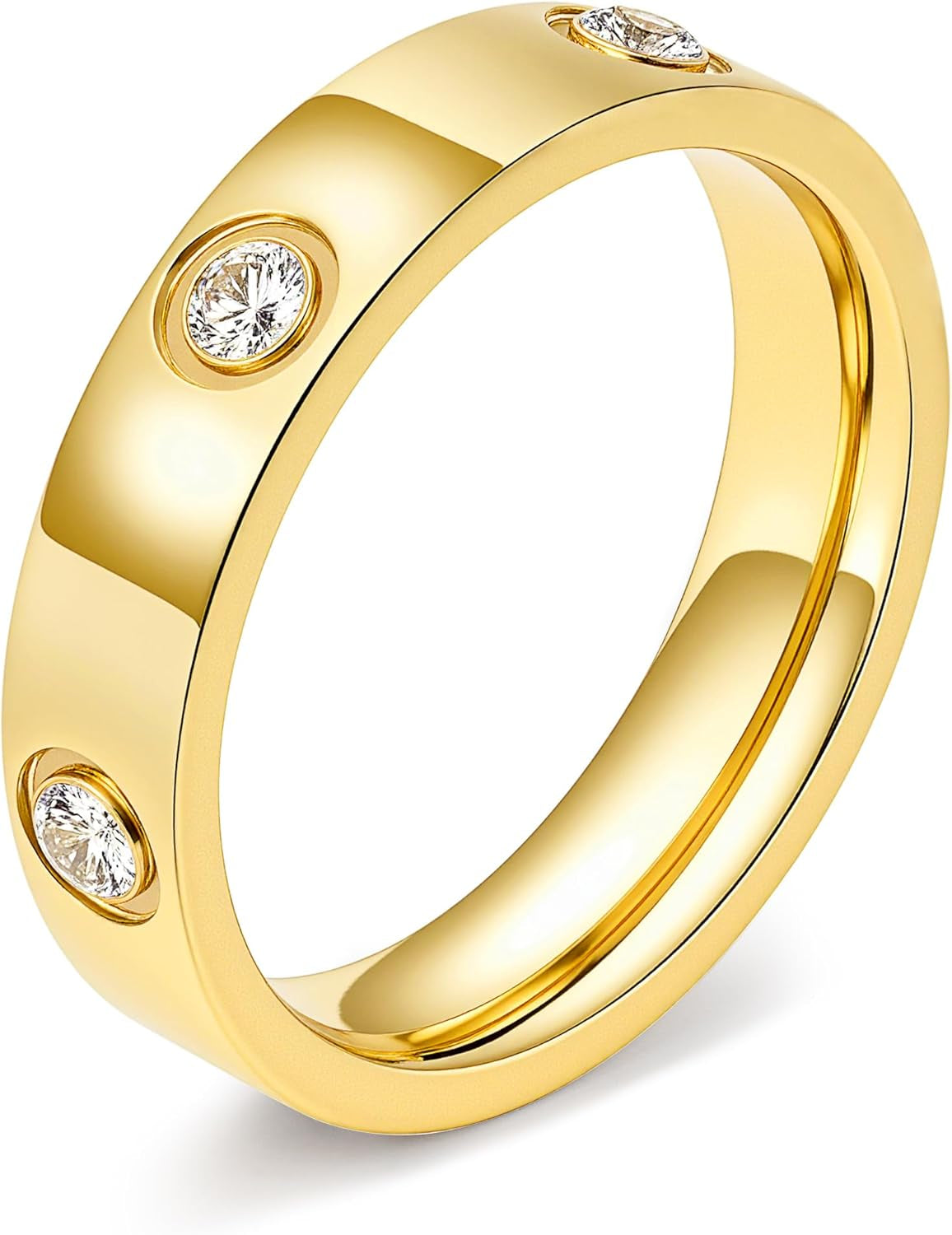 Love Promise Gold Ring for Women: Dainty Stainless Steel Ring Cubic Zirconia Wedding Band Engagement CZ Friendship Rings 18K Gold Silver Rose Gold Plated Birthday Gifts Dainty CZ Jewelry Size 5 6 7 8 9 10