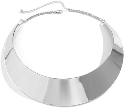 Hewill Chunky Gold Necklace Big Statement Chunky Necklace for Women African Tribe Wide Metal Choker Necklaces Jewelry