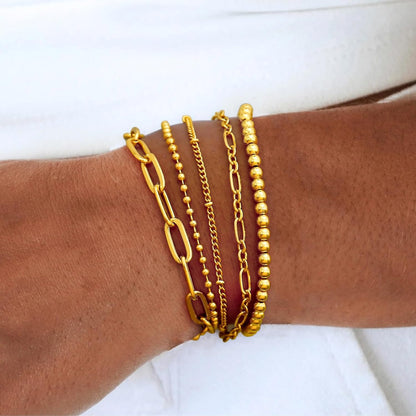 Waterproof Gold Chain Bracelet for Women Non Tarnish,14K Gold Plated Stainless Steel Link Dainty Bracelets Stake Layered Bracelet Set Hypoallergen Gold Jewelry