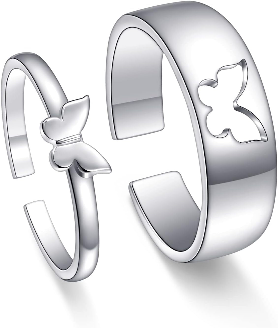 Yearace Couple Rings, 925 Sterling Silver Promise Ring for Couples Romantic Love Couples Jewelry Gifts, Adjustable Engagement Wedding Ring for Him and Her