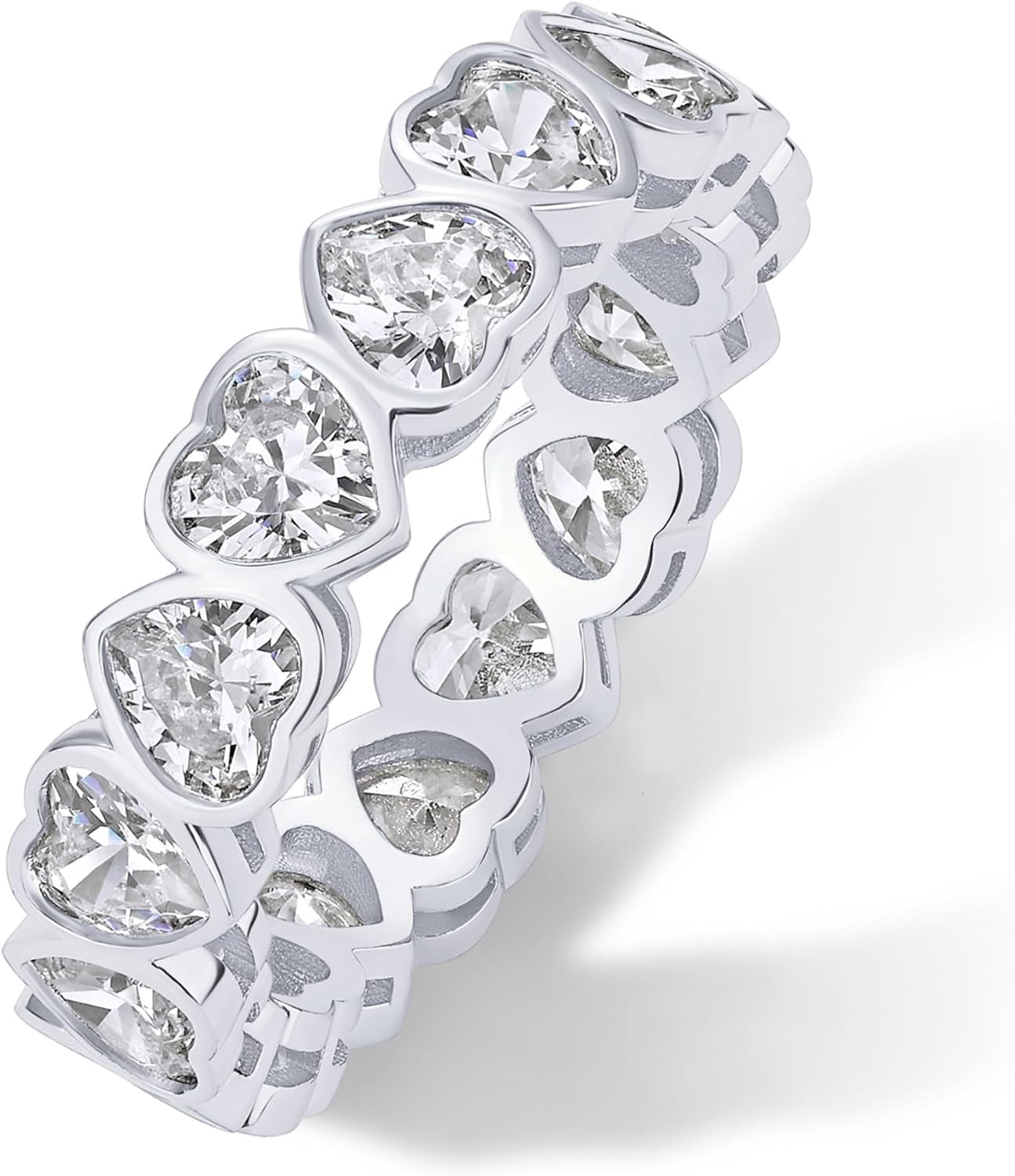 PAVOI 14K gold plated heart-shaped CZ eternity ring