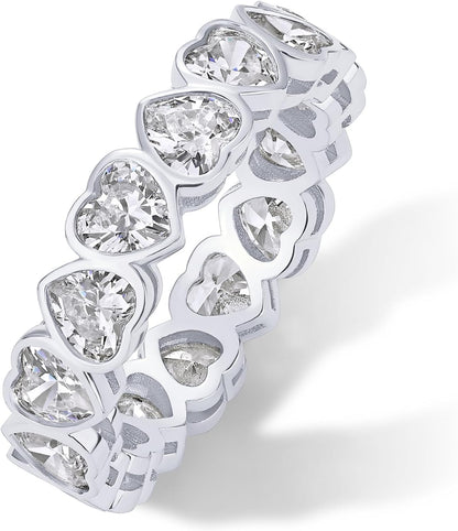 PAVOI 14K gold plated heart-shaped CZ eternity ring