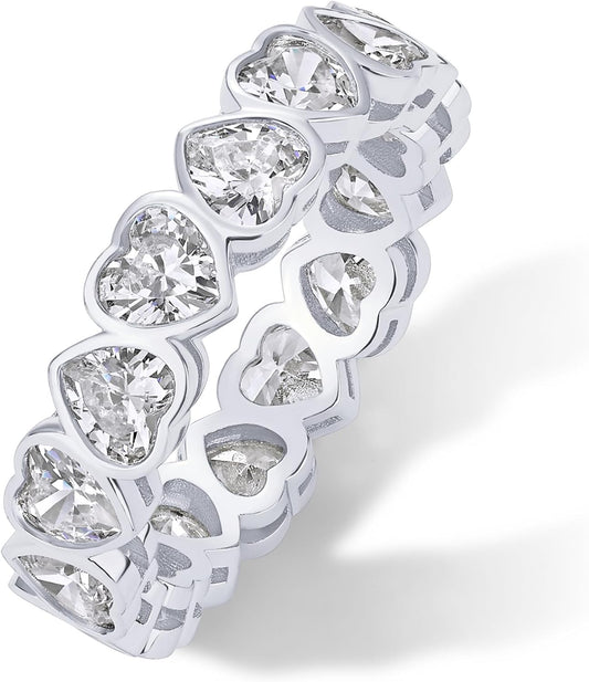 PAVOI 14K gold plated heart-shaped CZ eternity ring