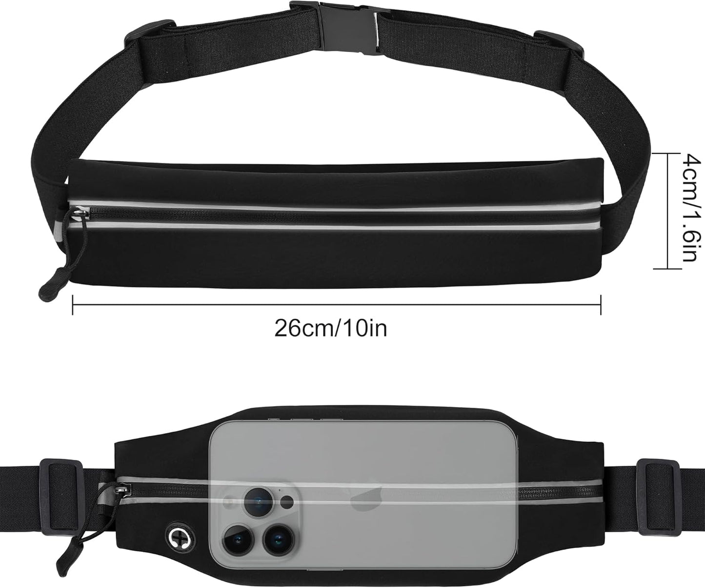 Close up of reflective strips on waterproof running belt