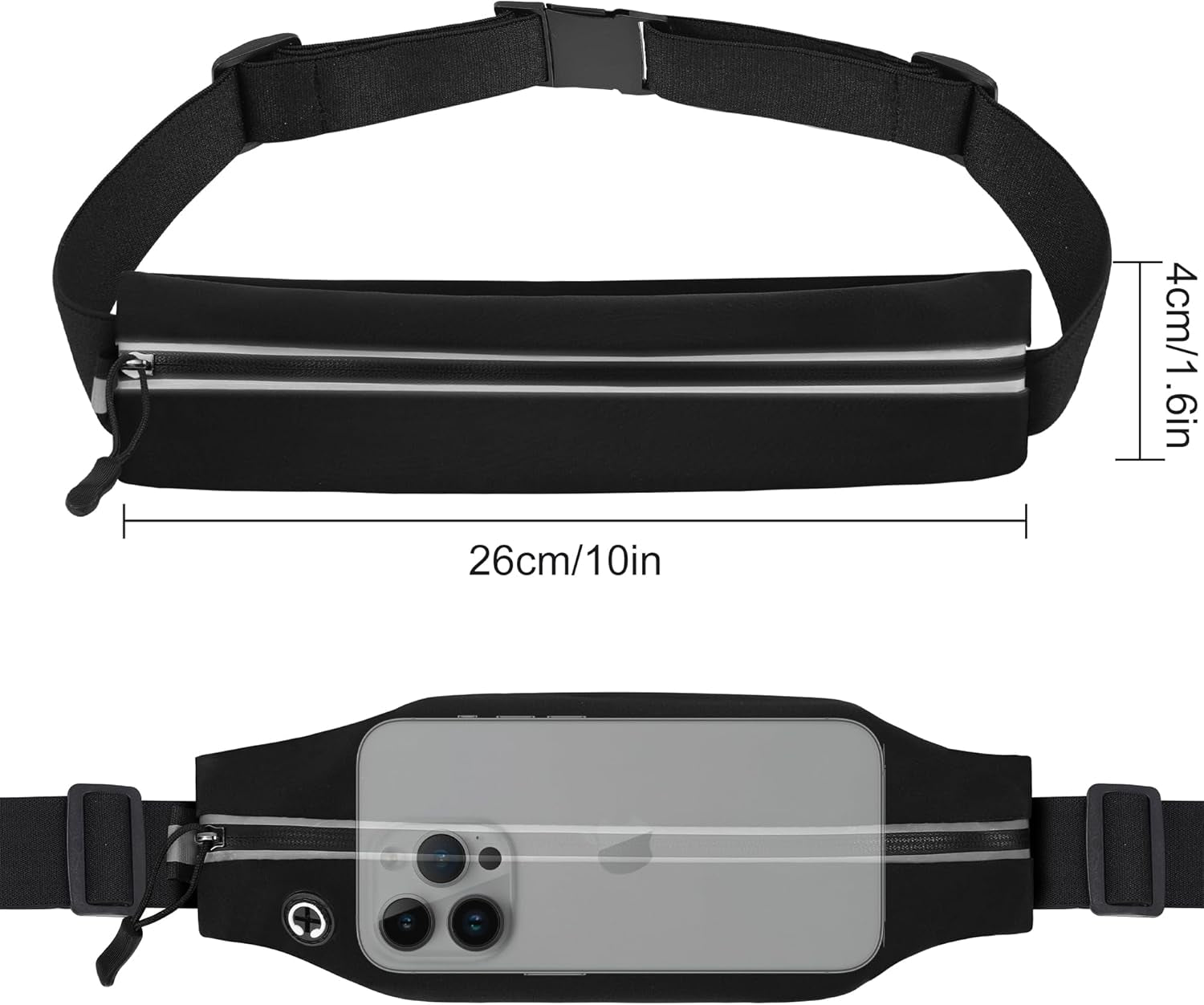 Close up of reflective strips on waterproof running belt