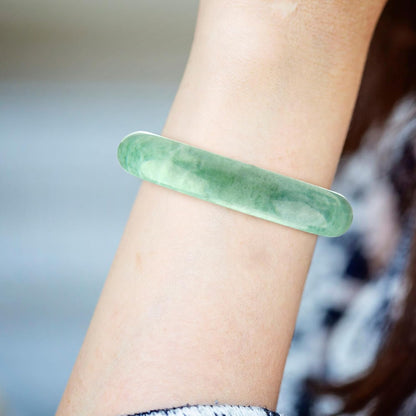 Landical 2.4'' Natural Jade Bracelet for Women Jade Bangle Bracelets with Box Good Luck Bangle Christmas Jewelry Gift