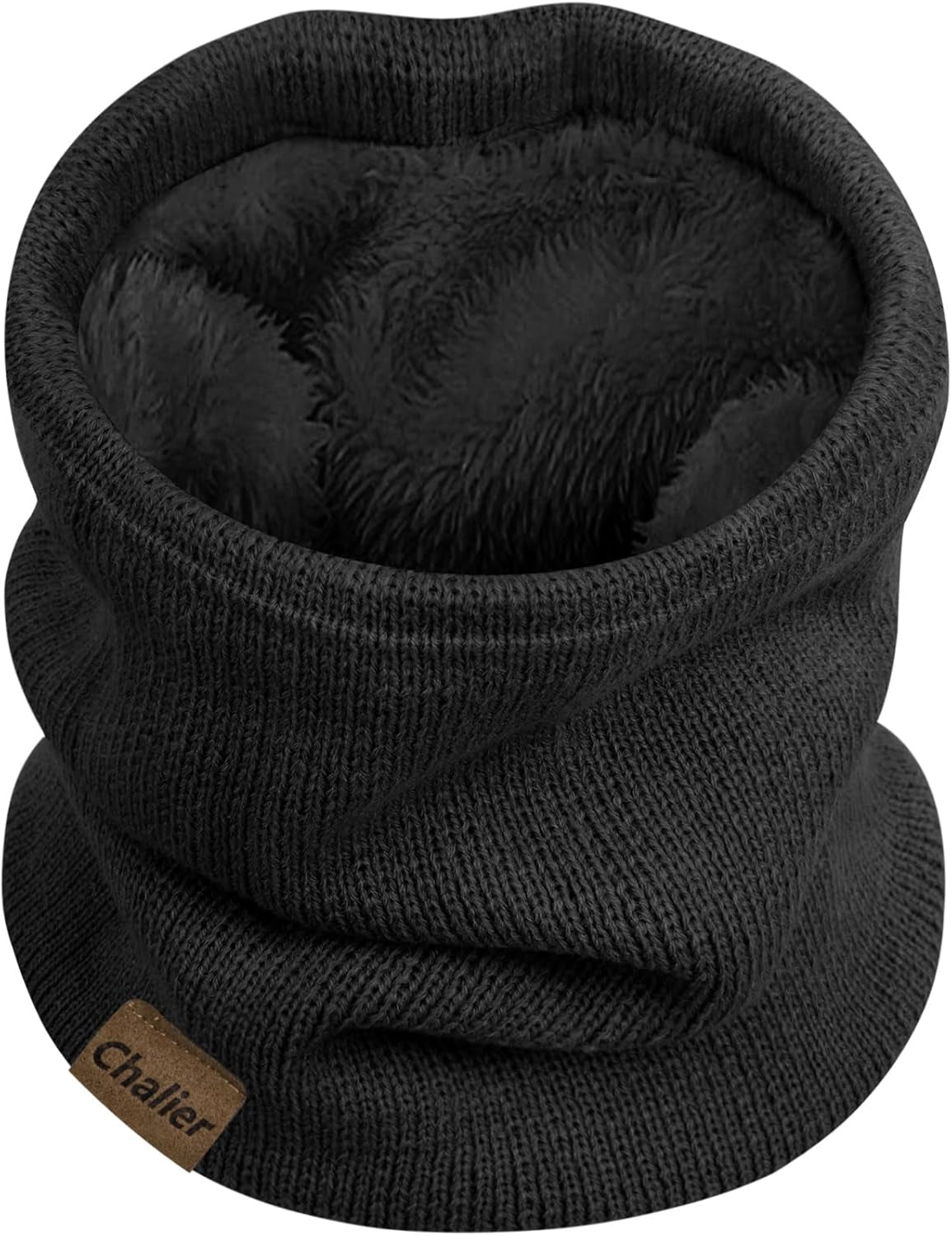 Chalier Infinity Scarf Winter Double-Layer Neck Warmer Knit Fleece Lined Circle Loop Scarves