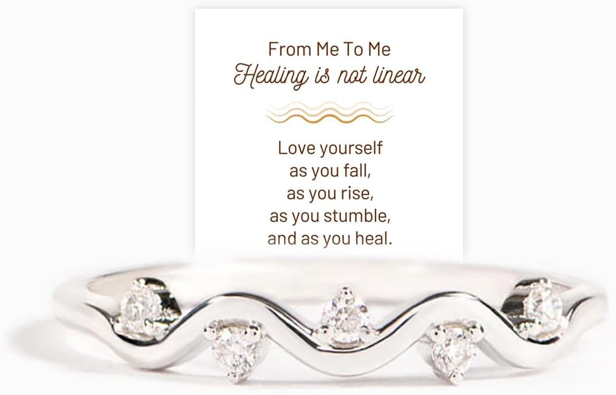 925 sterling silver healing is not linear wave ring for women