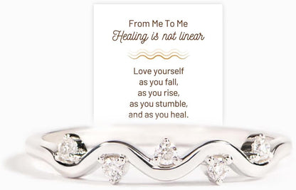 925 sterling silver healing is not linear wave ring for women