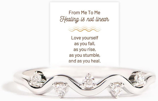 925 sterling silver healing is not linear wave ring for women