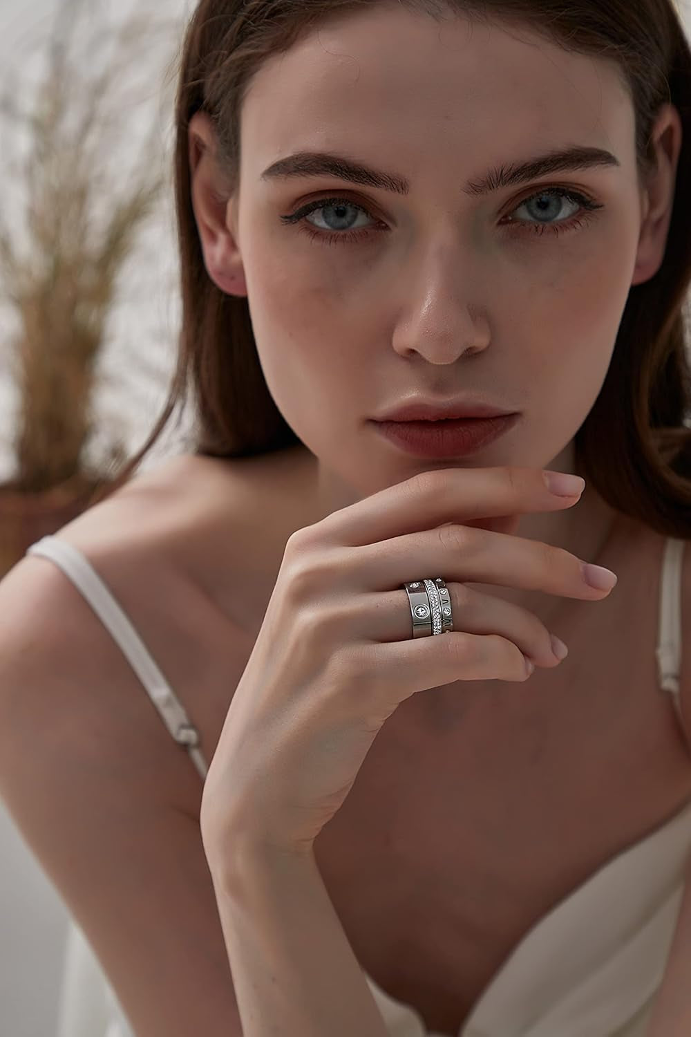 Love Friendship Gold Rings Set for Women 18K Gold Plated Titanium Steel Dainty Cubic Zirconia Rings Fashion Stacking Bands Valentines Day Mother'S Day Christmas Day Best Gifts