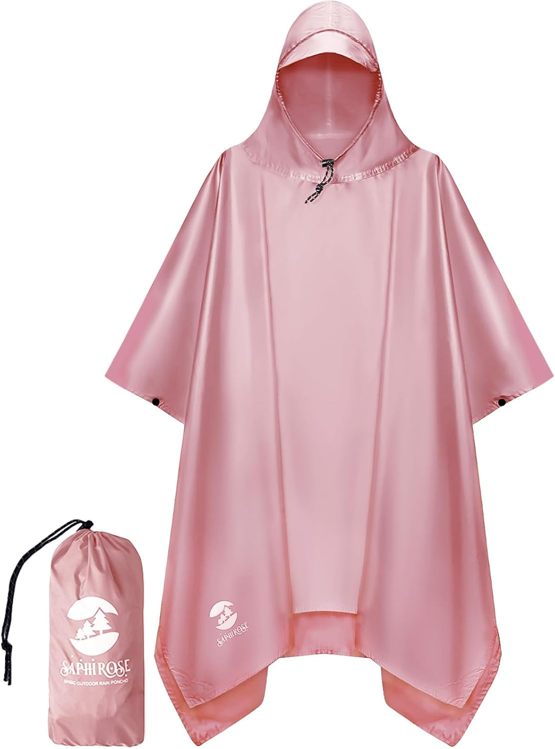 Saphirose Hooded Rain Poncho Waterproof Raincoat Jacket for Men Women Adults