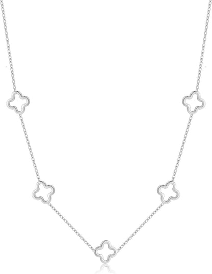 18K Gold Plated Four Leaf Clover Necklace Exquisite Gold Four Leaf Clover Necklace Stainless Steel Flower Lucky Pendant Dainty Jewelry Gifts