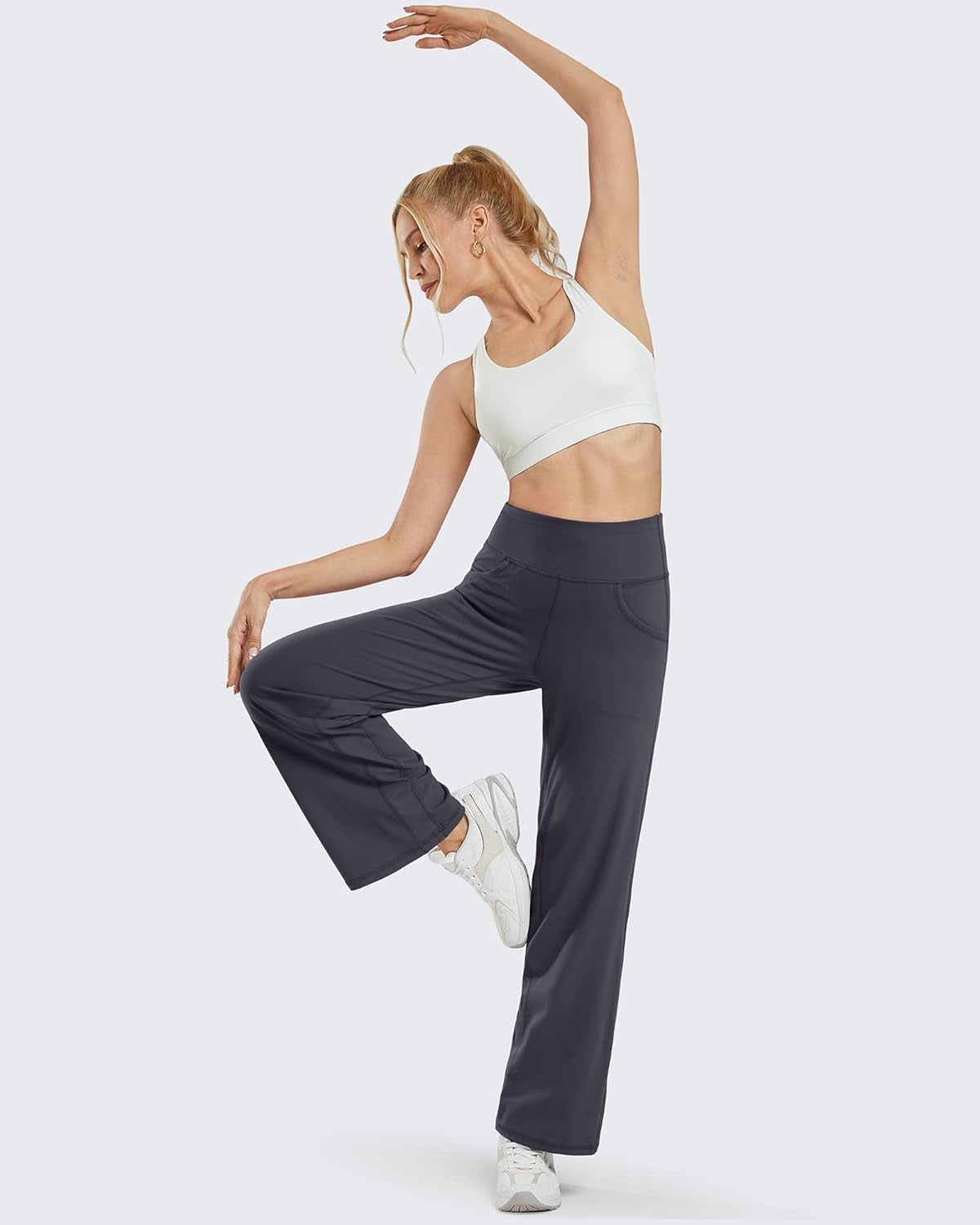 Promover Wide Leg Pants Woman Yoga Pants with Pockets Stretch Loose Casual Lounge Sweatpants Petite/Regular/Tall