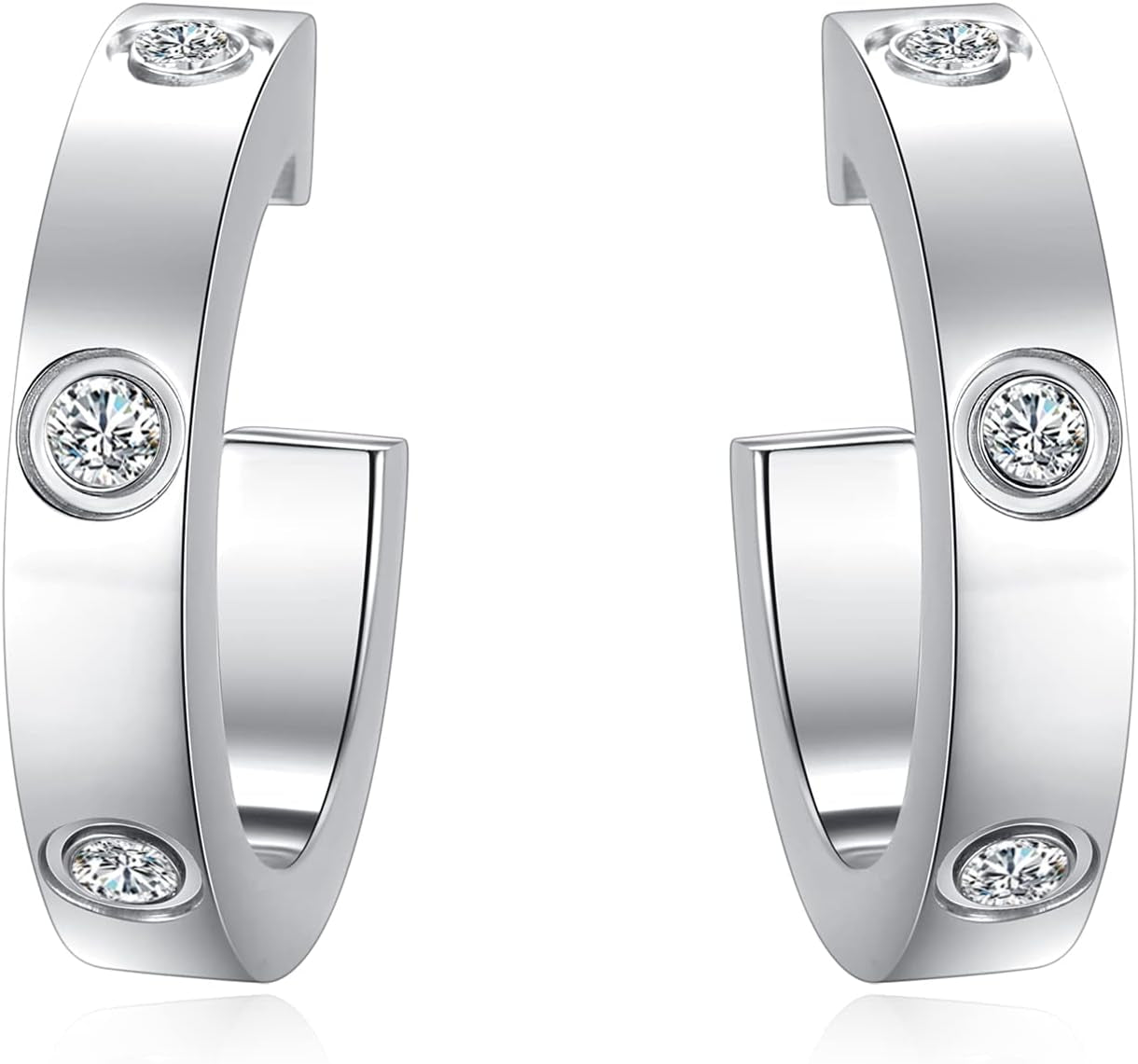 Love Earrings for Women Hoop Earrings Stainless Steel Earrings with Cubic Zirconia Stones Earrings Birthday Jewelry Christmas Gifts for Women Her